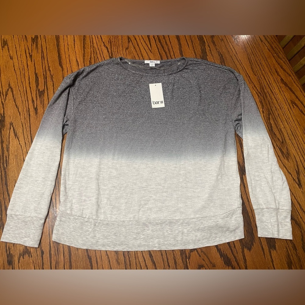 Bar III Womens Medium Heather Belle Gray Ombre Sweater